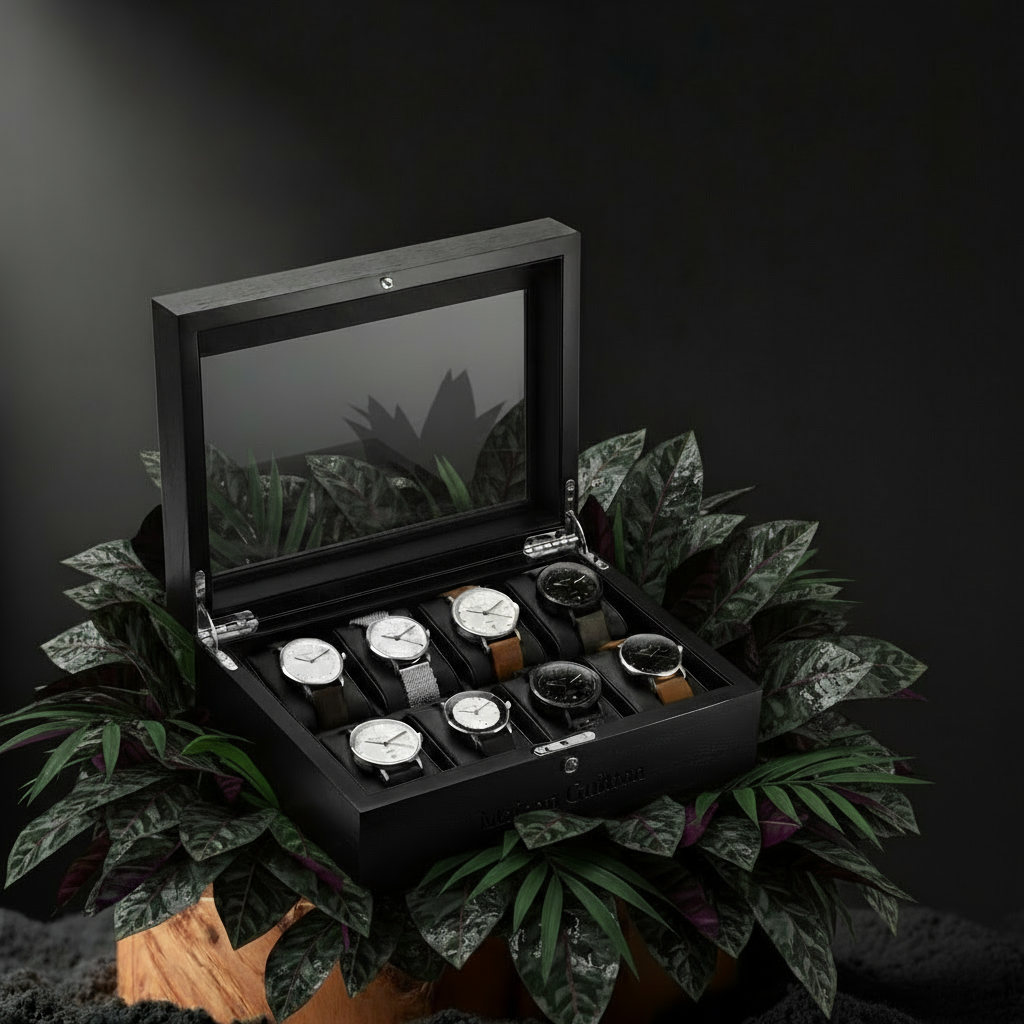Boîte à Montre Luxe en Bois Noir