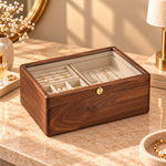Boîte à Bijoux Noyer – Couvercle Vitré