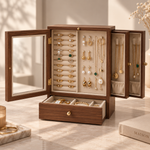 Vitrine à Bijoux Noyer – Façade Vitrée