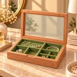 Boîte à Bijoux Compacte Noyer & Cerisier