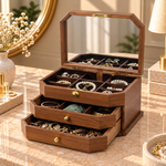 Boîte à Bijoux Bois – Miroir & Serrure 3 Niveaux
